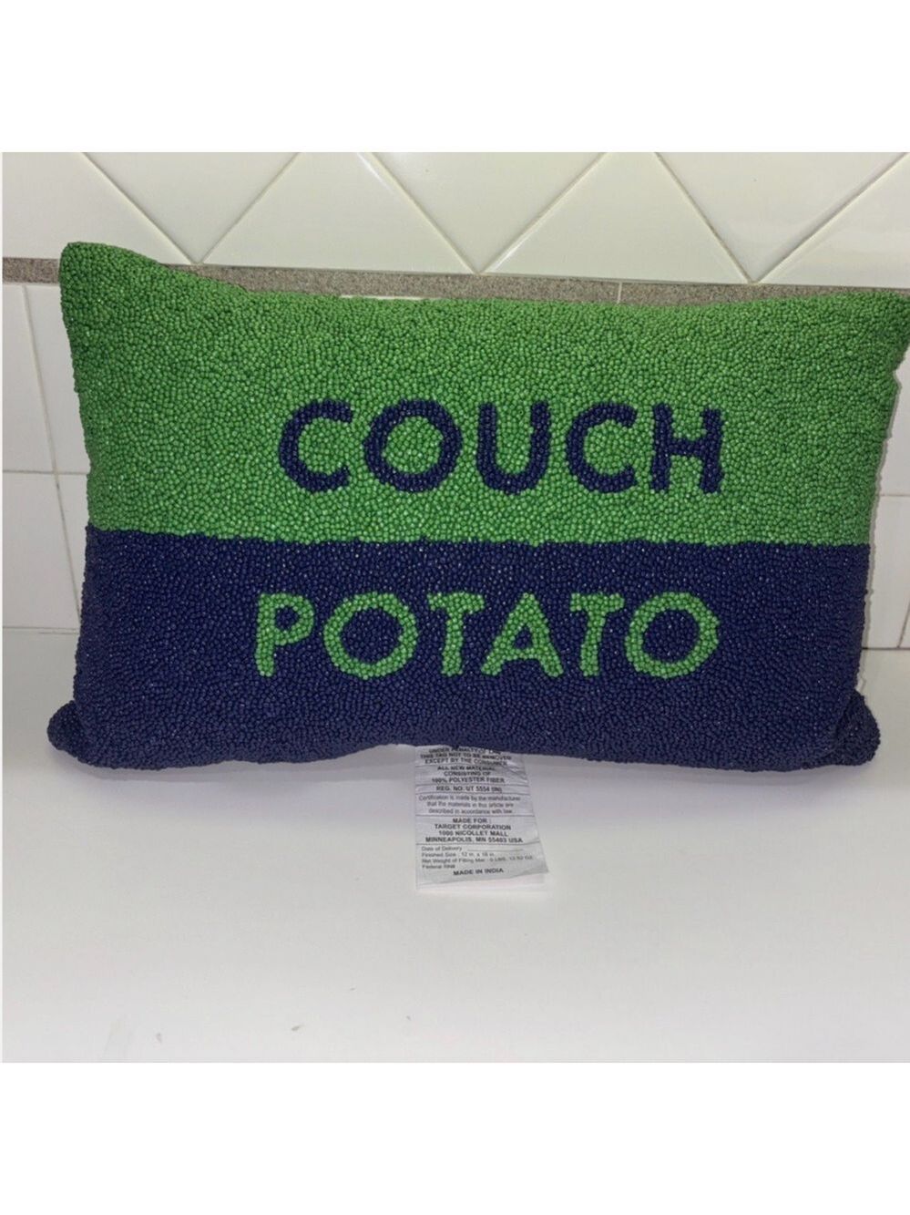 NWT KSNY Green and Blue Couch Potato Pillow - Picture 2 of 6